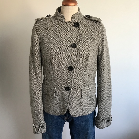 Gap - Grey Tweed Fitted Button up Jacket - Picture 1 of 10